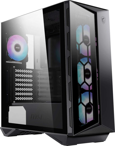 MSI MPG GUNGNIR 110R – Premium Mid-Tower Gaming PC Case – Tempered Glass Side Panel – 4 x ARGB 120mm Fans – Liquid Cooling Support up to 360mm Radiator – Two-Tone Design