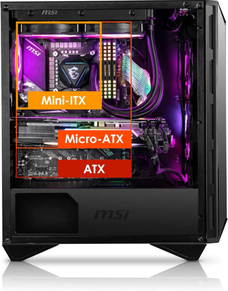 MSI MPG GUNGNIR 110R – Premium Mid-Tower Gaming PC Case – Tempered Glass Side Panel – 4 x ARGB 120mm Fans – Liquid Cooling Support up to 360mm Radiator – Two-Tone Design