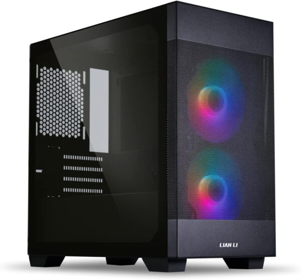 LIAN LI High Airflow Micro ATX PC Case, RGB Gaming Computer Case, Mesh Front Panel Mid-Tower Chassis with 2x140mm ARGB PWM Fans Pre-Installed, Tempered Glass Side Panel (LANCOOL 205M MESH, Black)