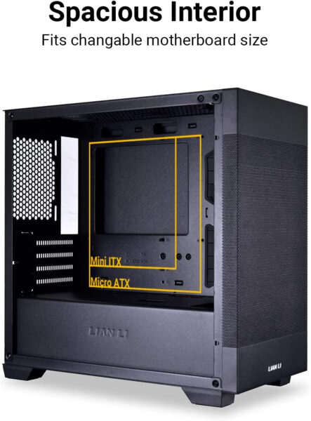 LIAN LI High Airflow Micro ATX PC Case, RGB Gaming Computer Case, Mesh Front Panel Mid-Tower Chassis with 2x140mm ARGB PWM Fans Pre-Installed, Tempered Glass Side Panel (LANCOOL 205M MESH, Black)