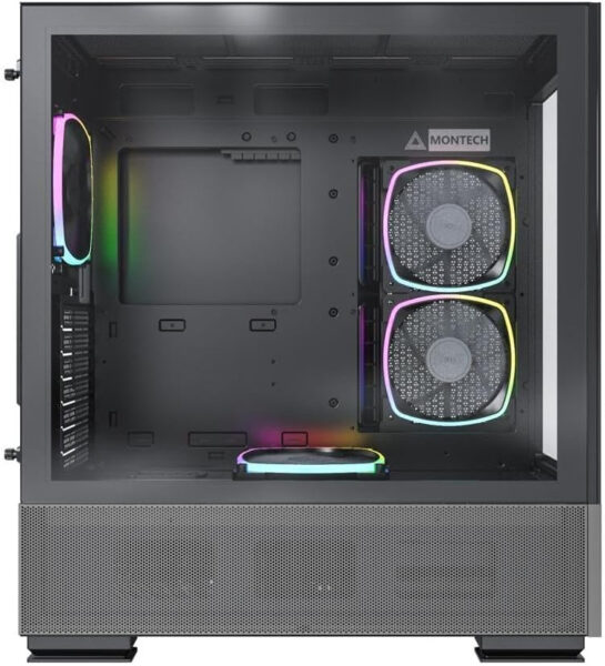 Montech Sky Two, Dual Tempered Glass, 4X PWM ARGB Fans Pre-Installed, ATX Gaming Mid Tower Computer Case, Type C, High Airflow Performance- Black