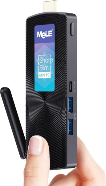 MeLE PCG02 Fanless Mini PC Stick Windows 11 Home Celeron N4000(up to 2.6GHz) 4GB LPDDR4 128GB ROM Micro Computer Small Desktop with 2.4G/5G WiFi, 4K HDMI