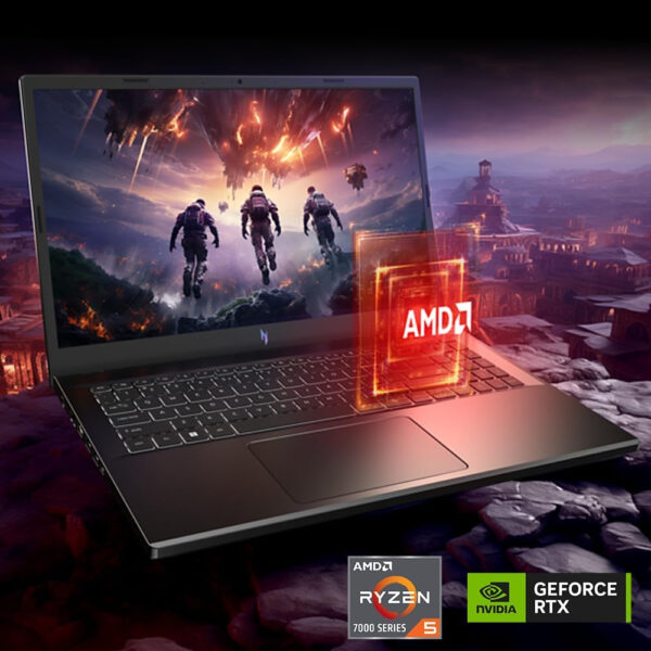 acer Nitro V Gaming Laptop | AMD Ryzen 5 7535HS Hexa-Core Processor | NVIDIA GeForce RTX 4050 Laptop GPU | 15.6″ FHD IPS 144Hz Display | 8GB DDR5 | 512GB SSD | WiFi 6 | Backlit KB | ANV15-41-R5N6