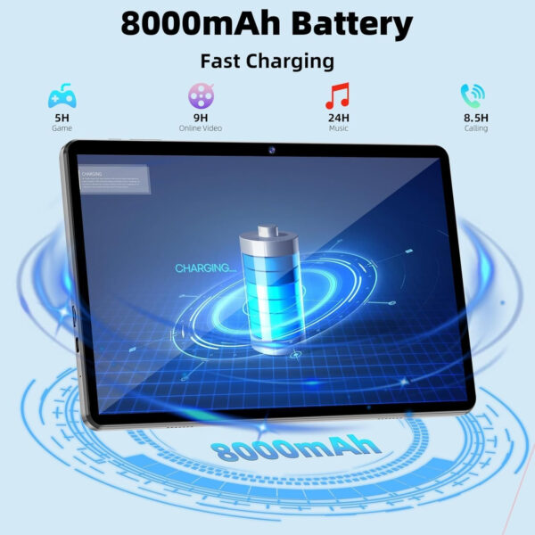 Android 14 Tablet, 11inch Tablets, 12GB+128GB+1TB, Support Face Unlock, 8000mAh Large Battery+18W Fast Charging , Octa-Core Processor, Dual Camera, Dual WiFi6, Bluetooth,HD Touchscreen Display PC