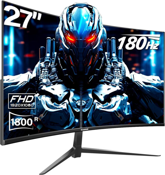 27 inch Curved Gaming Monitor,144Hz/180Hz PC Monitor Full HD 1080P, Frameless 1800R Computer Display with FreeSync & Eye-Care Technology, Wall Mountable, DP, HDMI Port (Black)