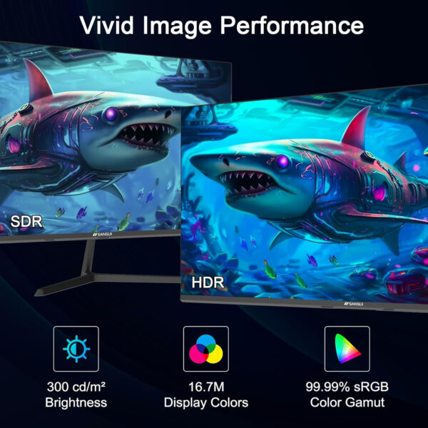 SANSUI Monitor 27 Inch IPS 100Hz Computer Monitor, Built-in Speakers FHD 1080P HDR Adaptive Sync Tilt Adjustable Frameless VESA Compatible for Office and Home(ES-27X3L)