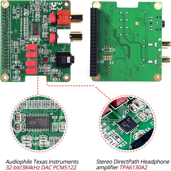 InnoMaker Raspberry Pi HIFI DAC HAT PCM5122 HIFI DAC Audio Card Expansion Board for Raspberry Pi 5 4 3 B+ Pi Zero etc. (DAC HAT)